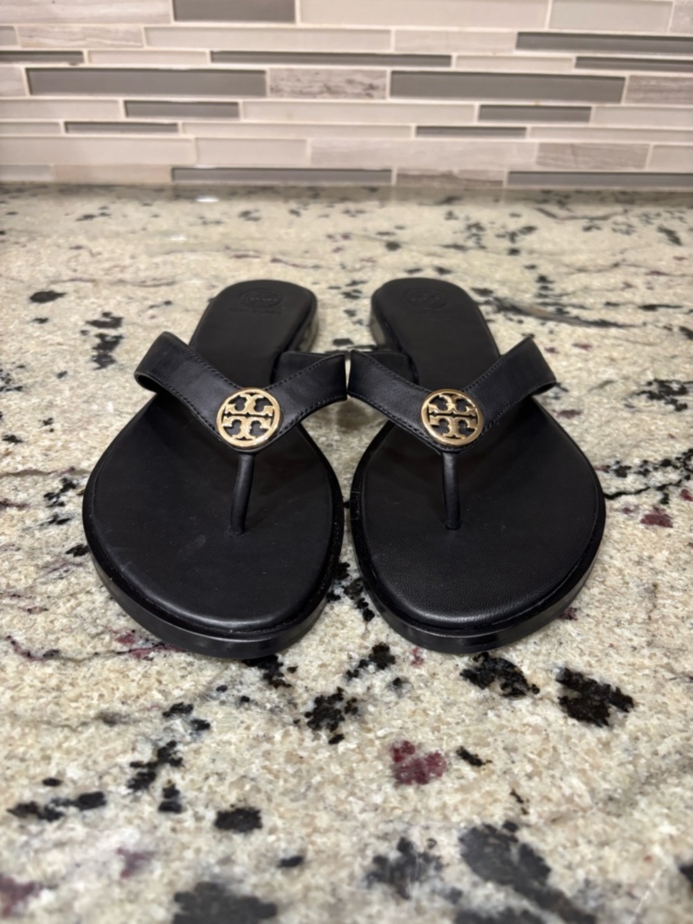 Tory Burch Black Leather Sandals 9 New